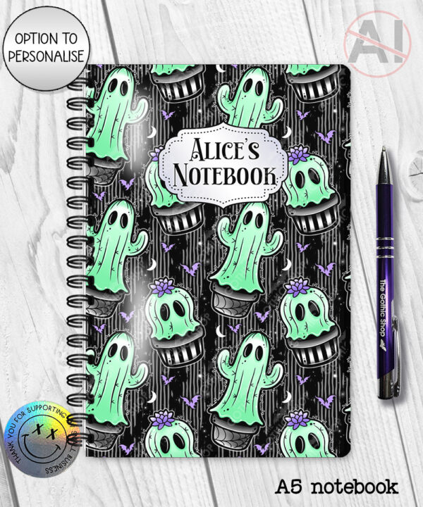 20393 spooky cacti ghosts personalised notebook 2