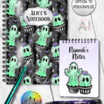 20393 spooky cacti ghosts personalised notebook 4