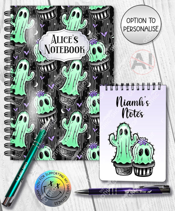 20393 spooky cacti ghosts personalised notebook 4