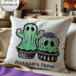 20394 spooky cacti ghosts personalised cushion 2
