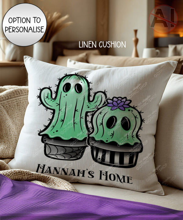 20394 spooky cacti ghosts personalised cushion 2
