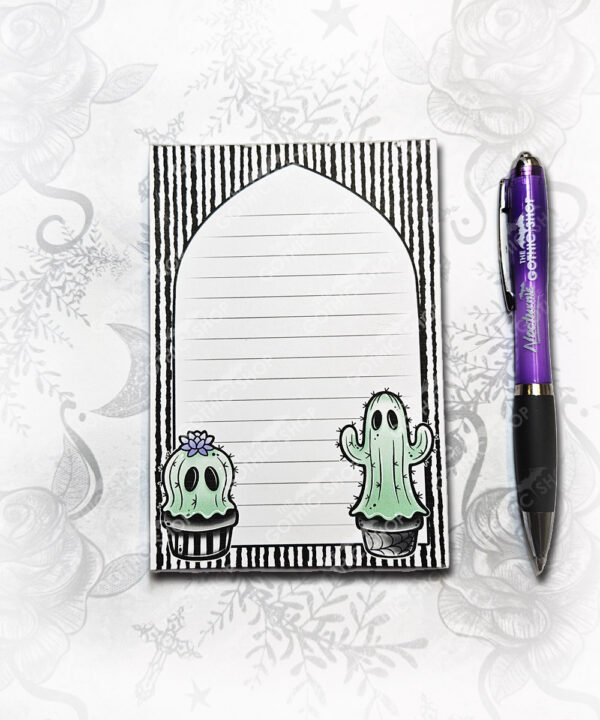 spooky cacti ghosts gothic halloween a6 notepad stationery