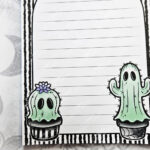 spooky cacti ghosts gothic halloween a6 notepad stationery