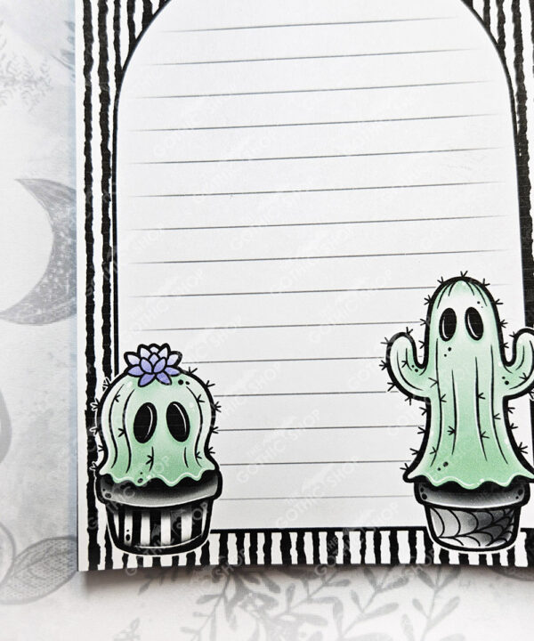 spooky cacti ghosts gothic halloween a6 notepad stationery