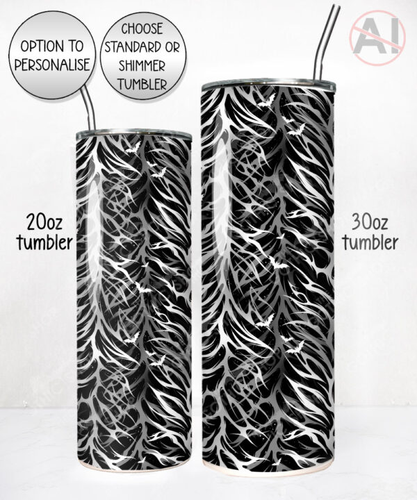 midnight bats gothic halloween straight tumbler option to personalise