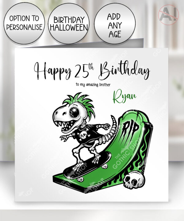 20398 punk dino skater gothic card 1