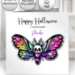 20401 skull moth gothic halloween card