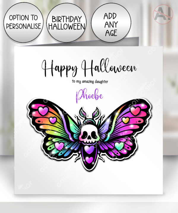 20401 skull moth gothic halloween card