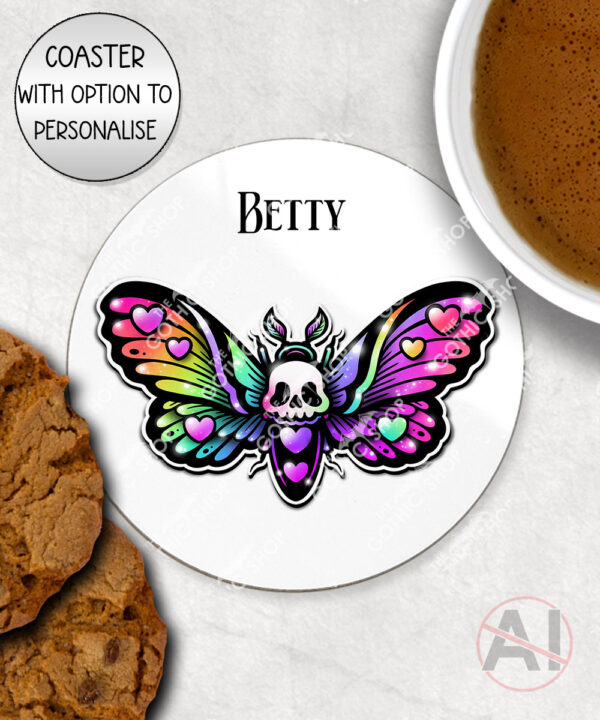 20402 skull moth gothic coaster