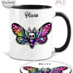 20402 skull moth gothic mug coaster