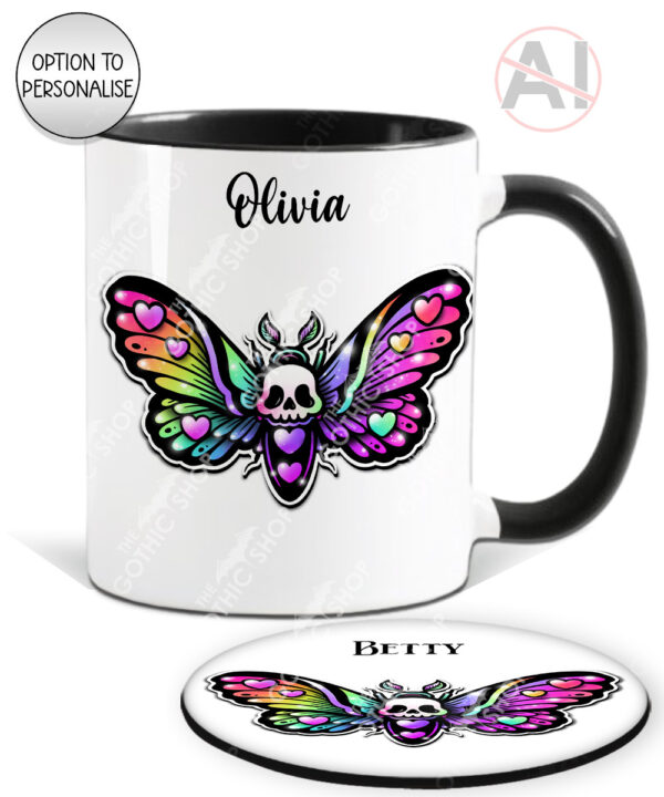 20402 skull moth gothic mug coaster