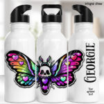 20403 skull moth gothic water bottle