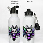 20403 skull moth gothic water bottle 3