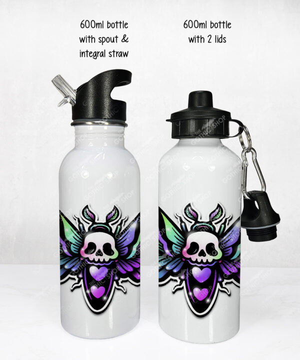 20403 skull moth gothic water bottle 3