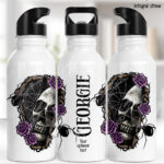 20406 spider skull coffin gothic water bottle 1