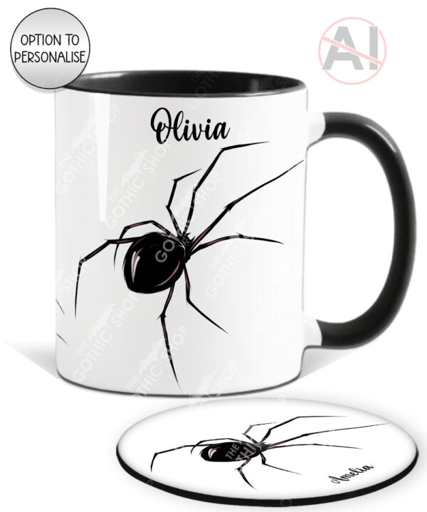widow’s web spider gothic mug and/or coaster optional to personalise