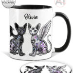 20411 tattoed cats personalised gothic mug coaster