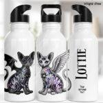 20412 tattoed cats personalised gothic water bottle 1