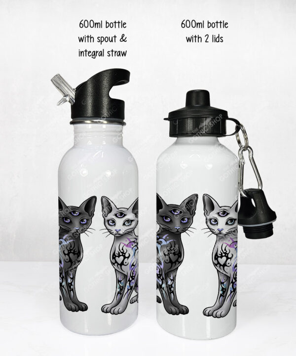 20412 tattoed cats personalised gothic water bottle 3