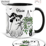 20414 ghostie gardeners spooky mug coaster