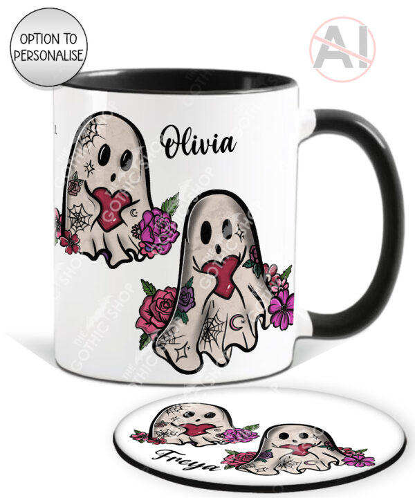 20438 ghostie hearts gothic spooky mug coaster