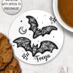 20450 black lace bats gothic coaster