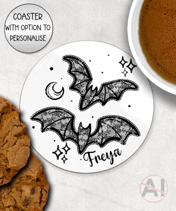 20450 black lace bats gothic coaster