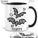 20450 black lace bats gothic mug coaster