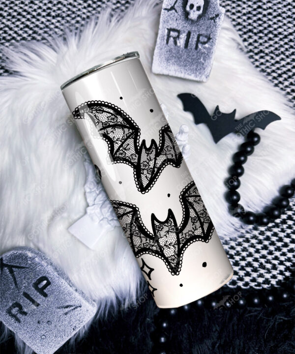 black lace bats gothic 20oz insulated tumbler