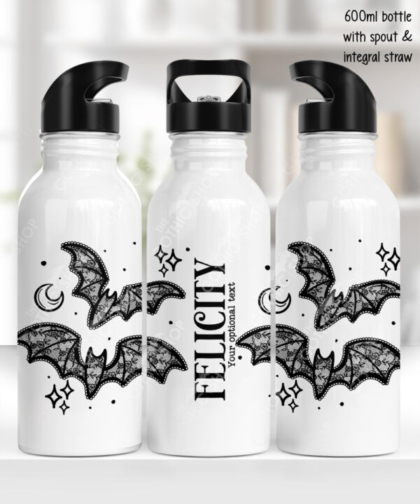 20452 black lace bats gothic water bottle 1
