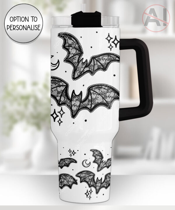 20453 black lace bats gothic 40oz tumbler 1