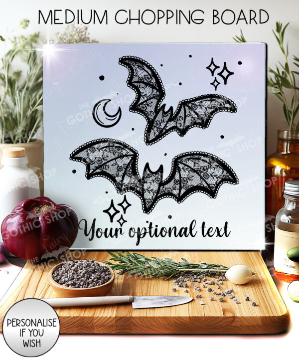 20454 black lace bats gothic chopping board 1