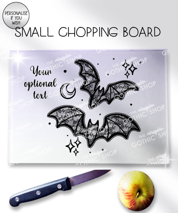 20454 black lace bats gothic chopping board 2