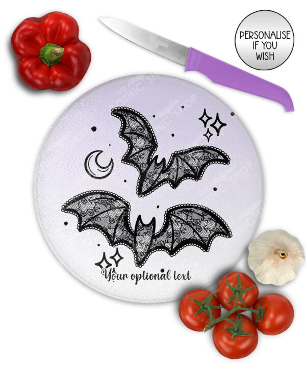 20454 black lace bats gothic chopping board 3