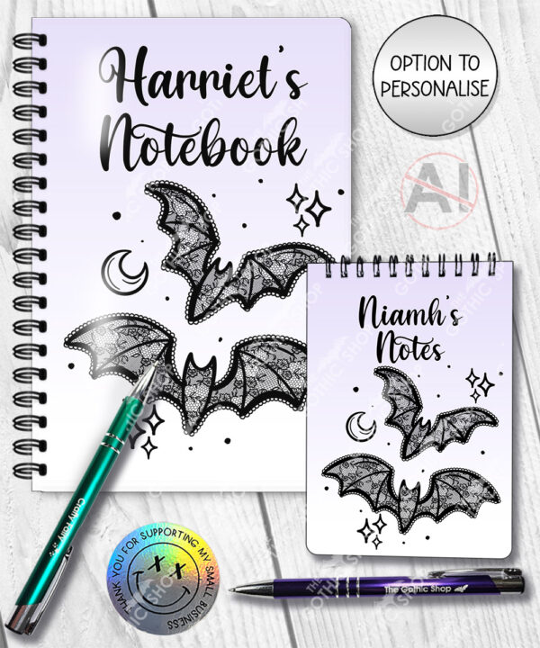 20455 black lace bats gothic a5 notebook 3