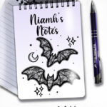 20455 black lace bats gothic a6 notebook