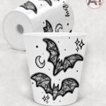 20457 black lace bats gothic plant pot