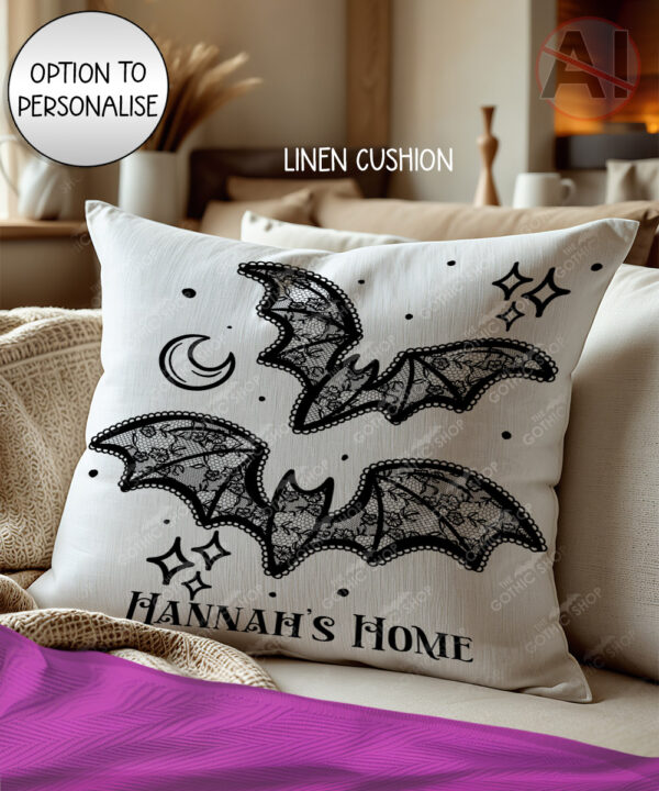 20458 black lace bats gothic cushion 2