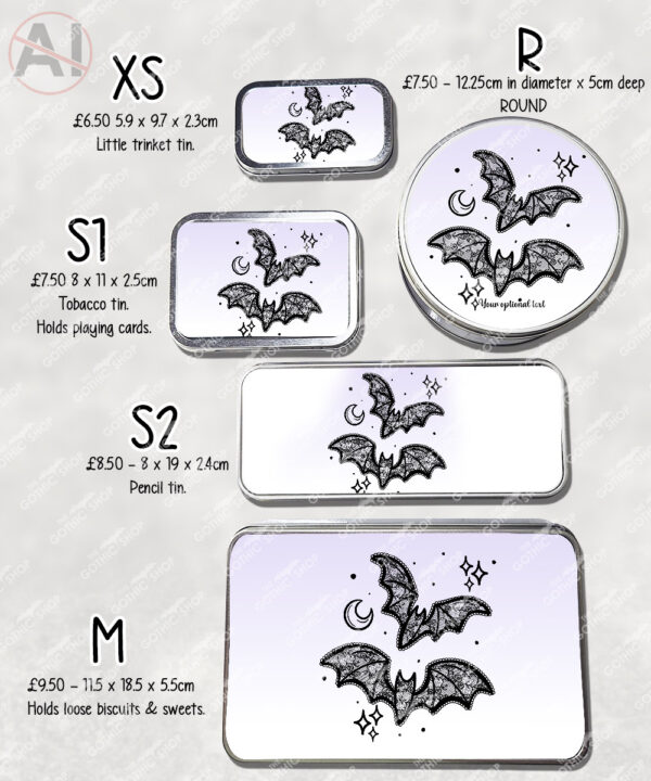 20462 black lace bats gothic tin 5