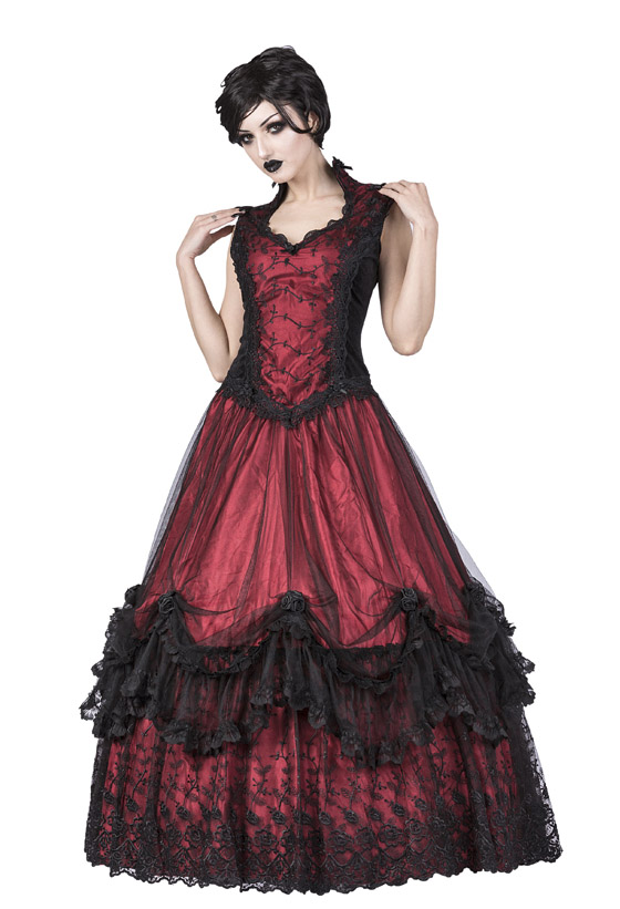 bordeaux gothic prom dress by sinister small uk10
