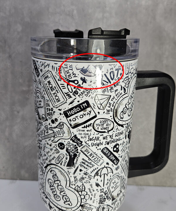 black white emo lyrics gothic print large 40oz insulated tumbler with handle second