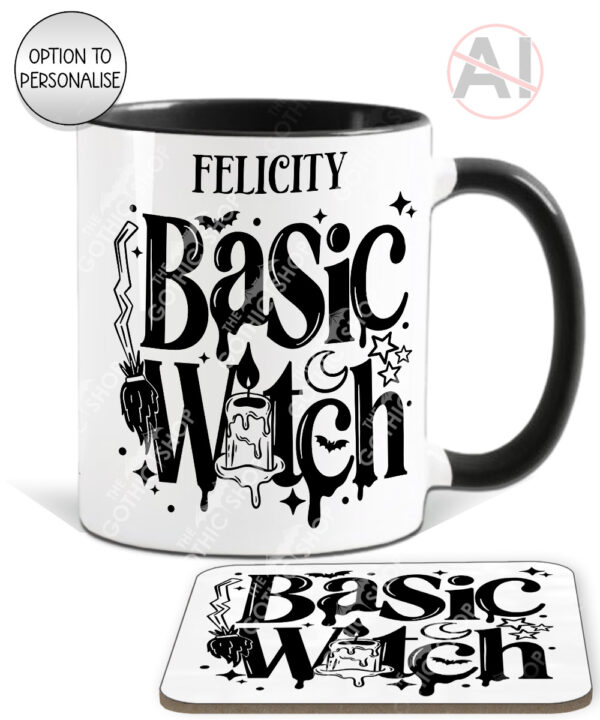 basic witch gothic mug and/or coaster optional to personalise