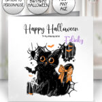 20464 halloween black cat gothic card