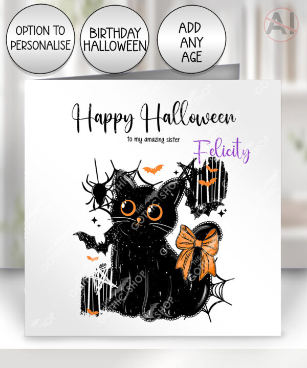 20464 halloween black cat gothic card
