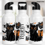 20467 halloween black cat gothic water bottle 1