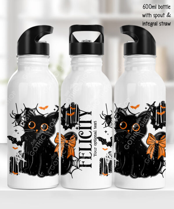 20467 halloween black cat gothic water bottle 1
