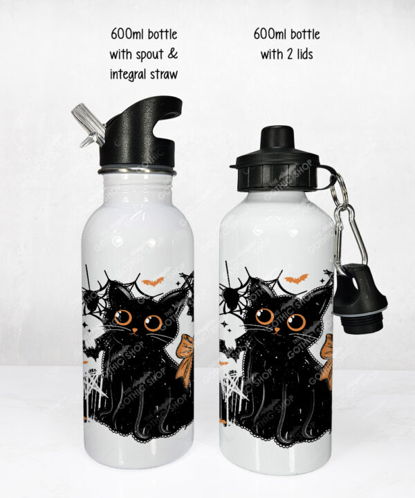 20467 halloween black cat gothic water bottle 2