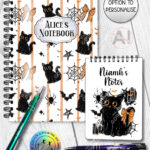 20469 halloween black cat gothic notebook 5