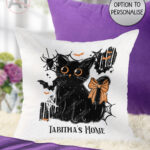 20471 halloween black cat gothic cushion 1