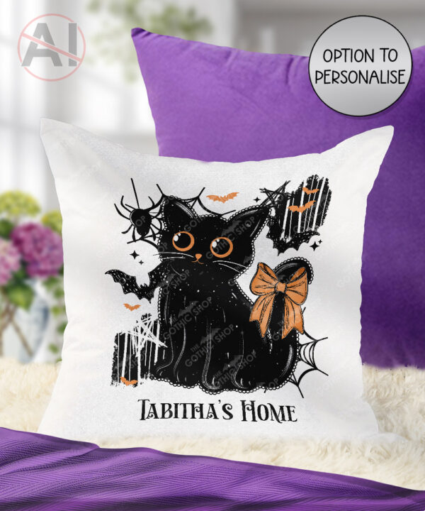 20471 halloween black cat gothic cushion 1